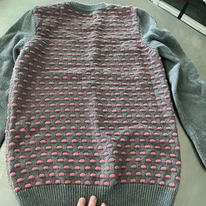 SUPERDRY SWEATER pink & grey polka dot MEDIUM